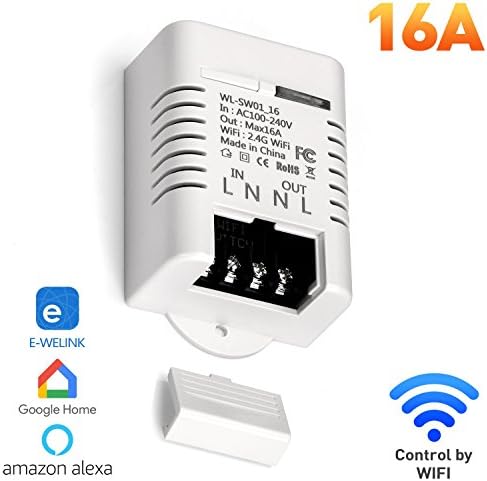 MiMoo Smart Wireless Wifi Switches, Remote Control Smart Switch Light Switches Works with Amazon Alexa, Google Home, Google Nest, Smartphone APP for House Appliance, LED Plant Grow Lights, 16A White