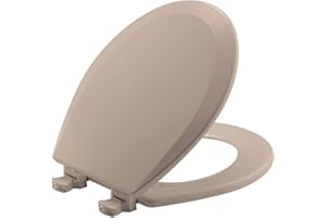 Bemis 500EC 068 Molded Wood Toilet Seat with Easy Clean and Change Hinge, Fawn Beige, 1 Pack Round