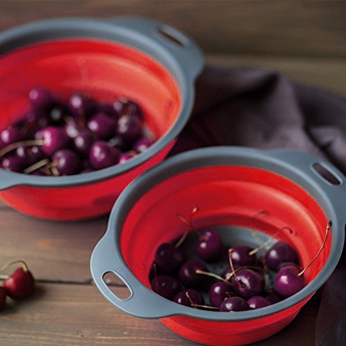 Faltbarer Seiher, GegeStyle 2 Stück Collapsible Silikon Sieb Faltbare Abtropfsieb - 4