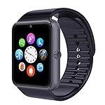 Montre Connectées,Willful Montre Téléphone Smart Watch Bluetooth 4.0 avec Carte Sim / TF Slot,Camera,Écran Tactile,MP3,Réveil,Appel / SMS / Twitter / Facebook / Whatsapp Remarquer pour Android Samsung Sony HTC Huawei (Fonctions complètes),iPhone IOS (Fonctions partielles), Montre Sport (Podomètre,Sommeil,Compteur de Calories) pour Femme Homme Noir