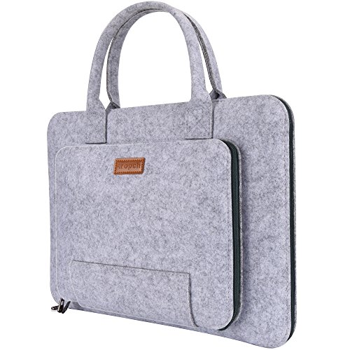 Ropch 11,6 Zoll Tasche Hülle Filz Notebooktasche Schutzhülle für 11,6" Acer / Asus / Dell / Lenovo - Grau & Schwarz