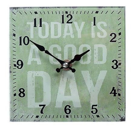 Glas- Tischuhr Uhr mit Aufsteller ‚Today is a good day‘ ca. 15 x 15 cm - 2
