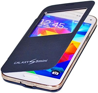 PhoneStar Flip Cover Case Cover with window for Samsung Galaxy S5 Mini in dark blue