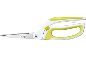 LIVINGO 10" Spring Action Fabric Scissors, Professional Sewing Scissors for Tailor Dressmaker, Spring Loaded Heavy Duty Sharp Shears for Crafting with Comfortable Handle, All Purpose(Green/White)