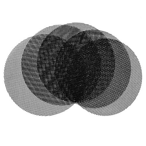 OSVINO Tondo Resistente al Calore Antiaderente Approvato dalla FDA BBQ Griglia Maglia Tappetino Set di 5 Facile da Pulire, Nero, Diametro 40cm