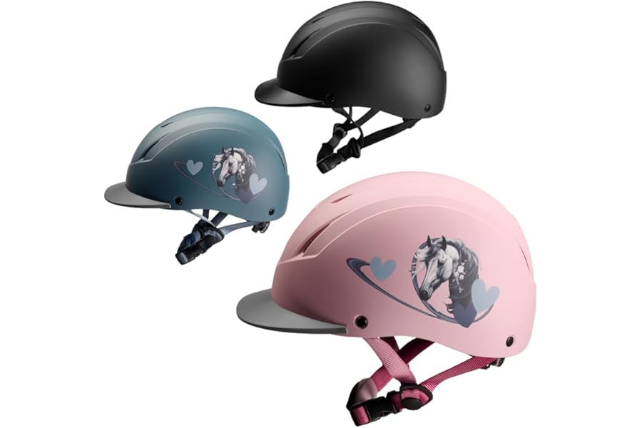 PFIFF ProtectionX 103119 Riding Helmet Children's Helmet Size Adjustable Helmet for Children with Ventilation System Blue Black Pink Size 48-52 cm (XS), and 52-56 cm (S)