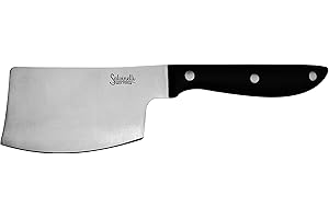Salvinelli BISTROT Coltello Manaretta Liscio, Acciaio Inox Forgiato, Coltello Carne 6 pezzi, Lama 75 mm, Manico Ergonomico, Nero e Acciaio