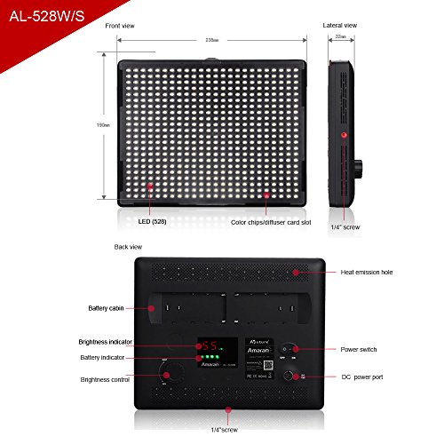 Aputure Amaran (AL-528S AL-528W AL-528C*2) LED Video Studio Lighting Kit with 7.9 Feet Light Stand, 6600mAh Battery Kit, 32