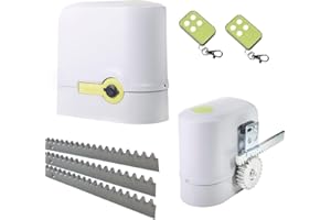 MOTIC - Motor Puerta Corredera - Kit motor puerta de garaje corredera hasta 800 kg - Motor puerta corredera exterior - Incluye motor, cuadro de control, 2 mandos a distancia y 3 metros de cremallera H