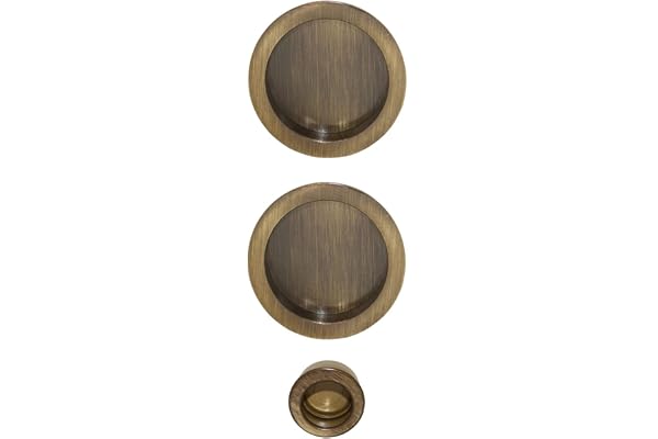Bricoleva.it Kit Serrure pour Porte Coulissante - Rosette Ronde Aveugle, Poignée avec Serrure (Couleur Bronzée)