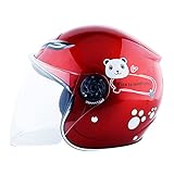 Tamaño: 27 * 20 * 23cm OuYou Casco Abiertos Patrón Lindo Oso Protector de Bicicleta Moto Para Niños Niñas Chicos Chicas En Cuatro Colores (Rojo)