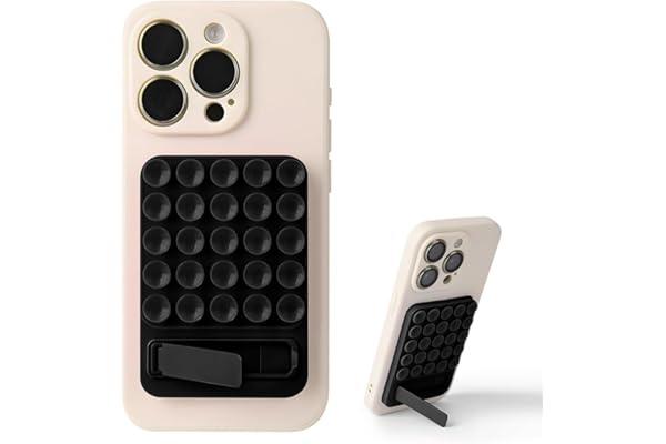 Fashionury Anti-Slip Silicone Suction Phone Mount Hands-Free Sticky Pads with Stand for Phone Case Mount for Selfies Videos Mirror Shower Car Dashboard - (Black)