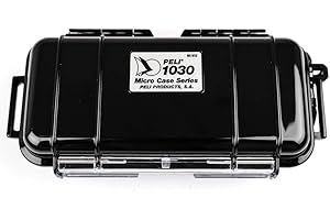 PELI 1030 Watertight Micro Case for Small Personal Belongings, IP67 Water- and Dustproof, 1L Capacity, Made in US, Black/Black Liner