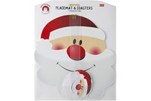 SNOW WHITE Set of 8 Santa Placemats and 8 Coasters Father Christmas Dining Place Mat Xmas