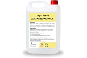 PROQUIMAR Limpiador de acero inoxidable | 3 en 1: Limpia, abrillanta y protege | Elimina la cal | Para todo tipo de superficies metálicas | Calidad Profesional | Garrafa de 5 litros