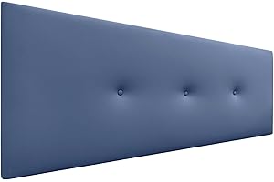 DHOME Cabecero de Polipiel o Tela Acualine Liso con Botones Tapizado de Alta Gama Cabezal Lujo Cama Dormitorio Moderno Acolchado (Polipiel Azul, 150x50cm (Camas 150/160))