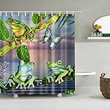 YAOHAOHAO Cortinas de Ducha Ranas Salvajes Patrón Rápido Impermeable para secar los...