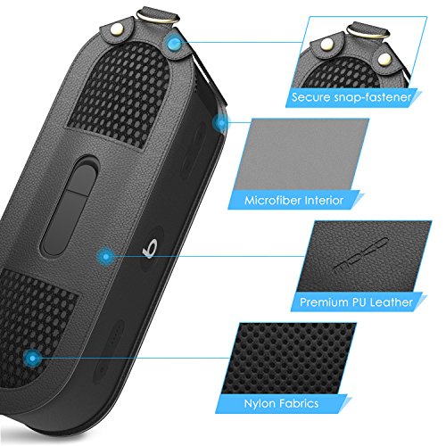 MoKo Beats Pill+ Lautsprecher Schutzbox Schutzhülle, Premium PU Leder Hülle Tragetasche Reisetasche für Beats by Dr. Dre Pill 2 Bluetooth Wireless Lautsprecher, mit Handschlaufe / Karabinerhaken, Schwarz - 3