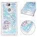 Produktbild Misstars Glitzer Flüssig Hülle für Sony Xperia XA2, Bling Transparent Weich TPU Silikon mit Muster Elefant und Hase Design Backcover Ultra Slim Kratzfeste Stoßfest Schutzhülle