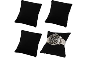 AFCJLTO Lot de 4 Coussins en Velours, petits coussins décoratifs, supports de rangement pour bijoux,oreillers, pour Bracelet, Montres, Bijoux, boîte Cadeau, Noir