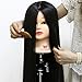 Neverland Beauty 30" Long Smooth 100% Synthetic Black Hair Hairdressing Equipment Styling Head Doll Mannequin Training Head Tools Braiding Cutting Student Practice Model with Clamp UK Stock