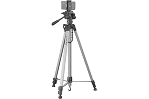 Cullmann - 52129 - Alpha 2800 Mobile Tripod with Smartphone Holder (184, 5 cm Height, with 3-Way Head, 2 Extensions) Silver