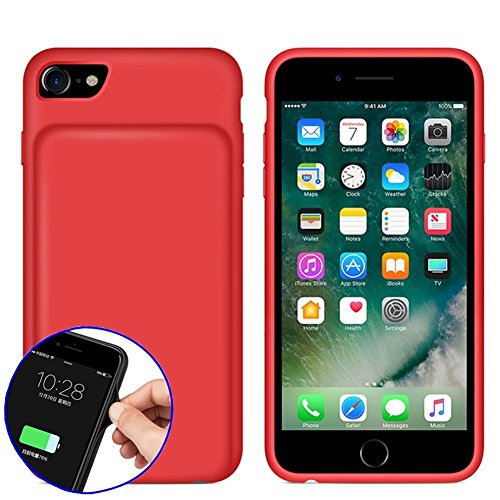 YFish iPhone 6 6s 7 8 Funda Batería, 4500mAh Batería Externa Recargable 2 en 1 Carcasa de móvil  4.7 Pulgadas Rojo