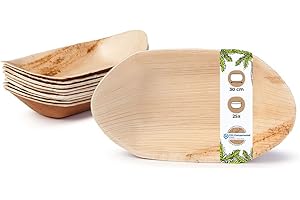 BIOZOYG Palmware - Cuenco hoja de palma para aperitivos I vajilla desechable biodegradable y compostable I cuencos para servir Salsa aperitivos y mas I 25 piezas cuenco fiesta tipo barco 30 cm