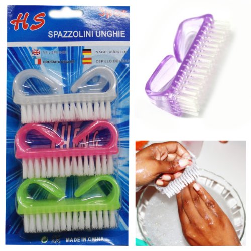 3 Pcs Nail Cleaning Hand Scrubby Manicure Finger Clean Plastic Dusting Brushes
