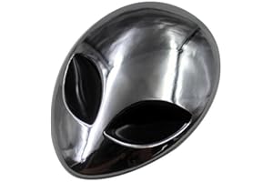 TIUIMK Autocollants 3D en métal pour voiture - Motif Alien - Argenté