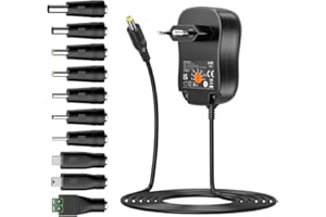 Zolt 45 W Adattatore CA a DC 5 V 6 V 7.5 V 9 V 12 V 13.5 V 15 V 3 A Alimentazione Adattatore Multi-Tensione con Porta USB 5V 2A, 3000 mA Max.