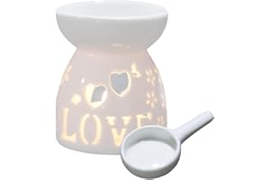 POMUROM Duftlampe Keramik Weiß, Duftlicht Keramik mit Kerzenhalter Teelichthalter, Ätherisches Öl Brenner, Aromalampe für ätherische öle Teelicht, Aromabrenner für Duftöl Duftwachs, Zuhause Schlafzimmer