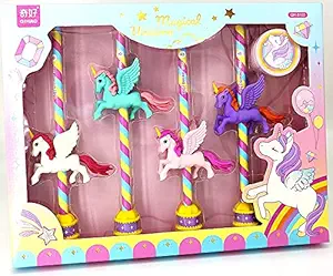 Unicorn Stationary Set Unicorn Pencil Box, Pencil Sharpner Eraser Scale Cryon Kit with Mermaid Cartoon 3DEraser Set for Kids Girls Boys Gift Set for Birthday Party Return Gift Unicorn Gift for Girls