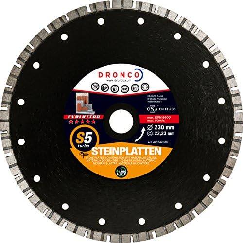 DRONCO S5TURBO-230 - Disco de diamante Evolution S5 Turbo - Placas de piedra (Antes EVT) Ø 230 mm