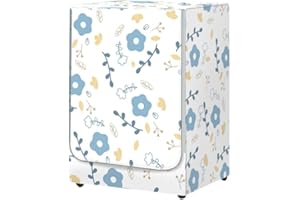 Odot Washer Dustproof Cover Front Load, Washing Machine Dryer Protector Sunscreen Waterproof Tumble Dryer Case Protective Cover for Most Front Loadi (flowers,L-capacity 10.5~12kg)