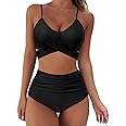 RXRXCOCO Women Wrap Bikini Set Push Up High Waisted 2 Piece Swimsuits Plus Size Swimwear