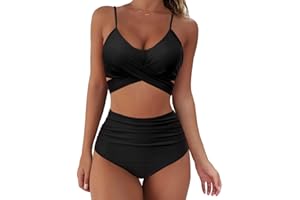 RXRXCOCO Women Wrap Bikini Set Push Up High Waisted 2 Piece Swimsuits Plus Size Swimwear