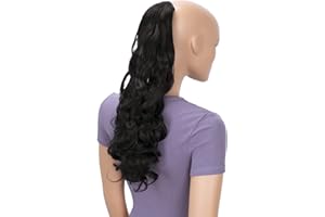 ‎CAISHA CAISHA by PRETTYSHOP 50cm Haarteil Ponytail Zopf Haarverlängerung Mit 2 Bändern Pferdeschwanz Lockig Schwarzbraun HC13-1