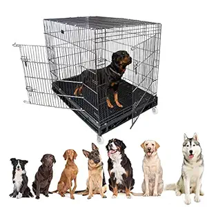 Jainsons Pet Products? Heavy Duty Dog Crate Strong Metal Large Dog Cage 49 Inch Available Only Single Door cage (49x36.5x53 in, Black)