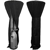 New_Soul Patio Heater Cover 210D Oxford Waterproof Heavy Duty Garden Outside Round Furniture Protector with Storage Bag Black