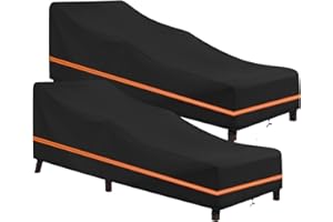 LCGOD Housse de Chaise Longue Exterieur (Noir, 2PCS)