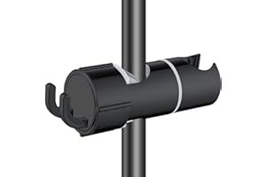 DRENKY Uchwyt na słuchawkę prysznicową z 2 haczykami, uchwyt prysznicowy obracany o 360°, do drążka przesuwnego, średnica zewnętrzna, uchwyt prysznicowy do głowicy prysznicowej, tworzywo sztuczne, czarny