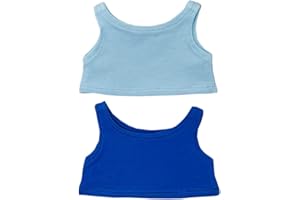 niannyyhouse Vestiti per bambola di peluche, 20 cm, tinta unita, senza maniche, t-shirt vestire per bambola (azzurro+blu, 20 cm)