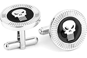 Beaux Bijoux - Gemelli da uomo a forma di teschio, motivo super eroe Marvel "Il Punitore"