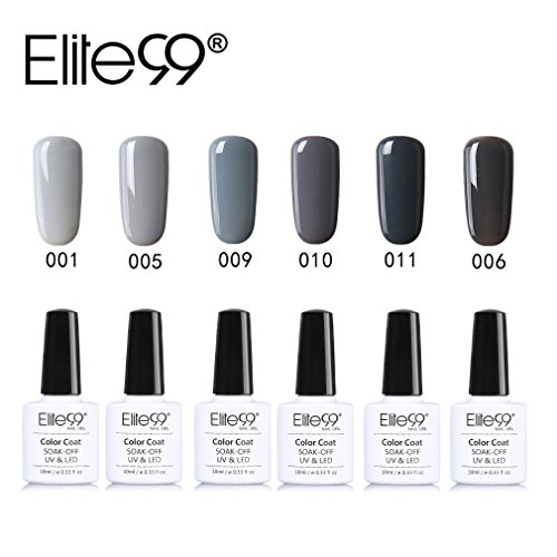 Elite99 UV Nagellack Nail Gel Polish Farbgel Nagelgel Grau Gelish(6x Stück)