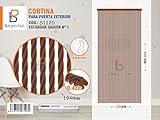 Dimensiones: 120 cm de ancho y 220 cm de largo, material: plástico 194 tiras, aluminio.
