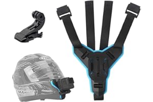 TELESIN Sangle de Casque Intégral Moto Menton Monture + J-Crochet pour GoPro Hero 2018/7/6/5/4/3/Session, Xiaomi YI 4K, SJCAM, Polaroid, EKEN, Apeman, Akaso, Campark, Crosstour, Victure Accessoires