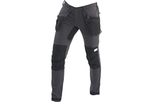 Bitco Pantalón de Trabajo BTC14S Repelente al Aceite y al Agua Bolsillos Cargo Bolsillos para Rodilleras Piezas elásticas y Tejido Principal elástico