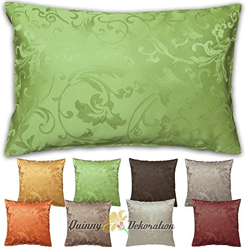 Jacquard Kissenhülle in Ranken-Design 40x40 50x50 40x60 cm mit FARBWAHL (ca. 40 x 40 cm Grün)