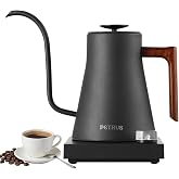 Smart Electric Gooseneck Kettle,Temperature Control Pour-Over Kettle for Coffee and Tea,316 Stainless Steel, Digital LCD Disp